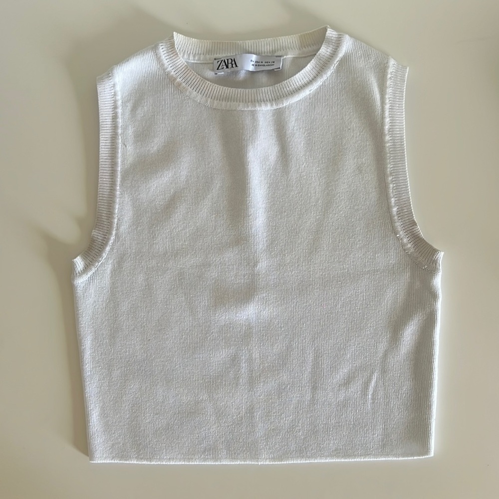 White ribbed zara tank